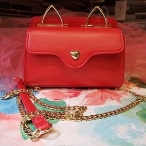 Luv Betsey Red Cat Crossbody Handbag